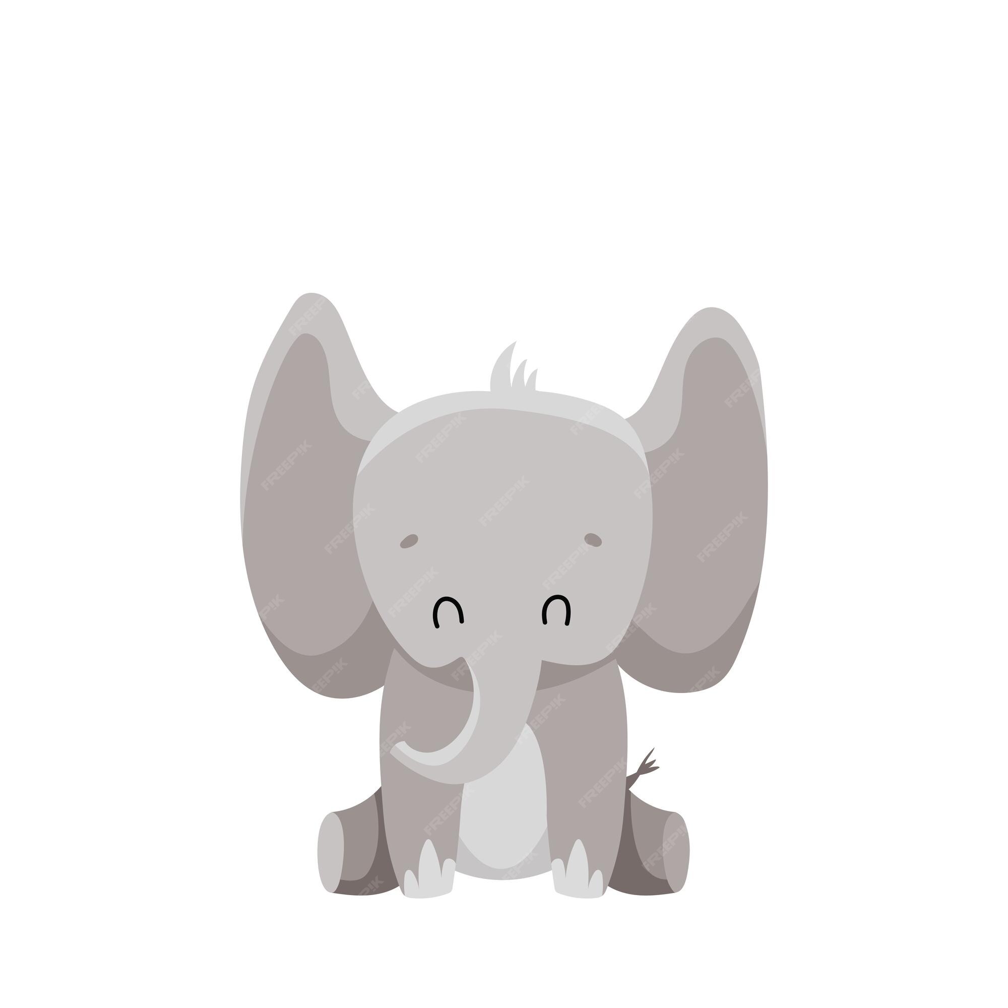 grey baby elephant clipart