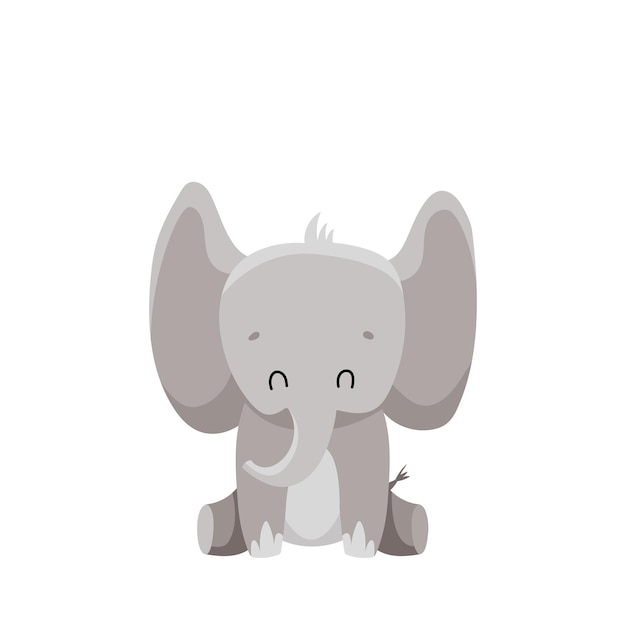 Милый слон мультипликационный персонаж. печать для детского душа. скандинавский стиль векторные иллюстрации в плоском дизайне.
