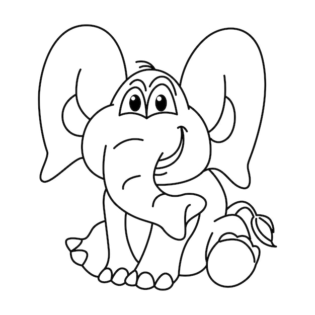 Cute elephant cartoon characters vector illustration For kids coloring book