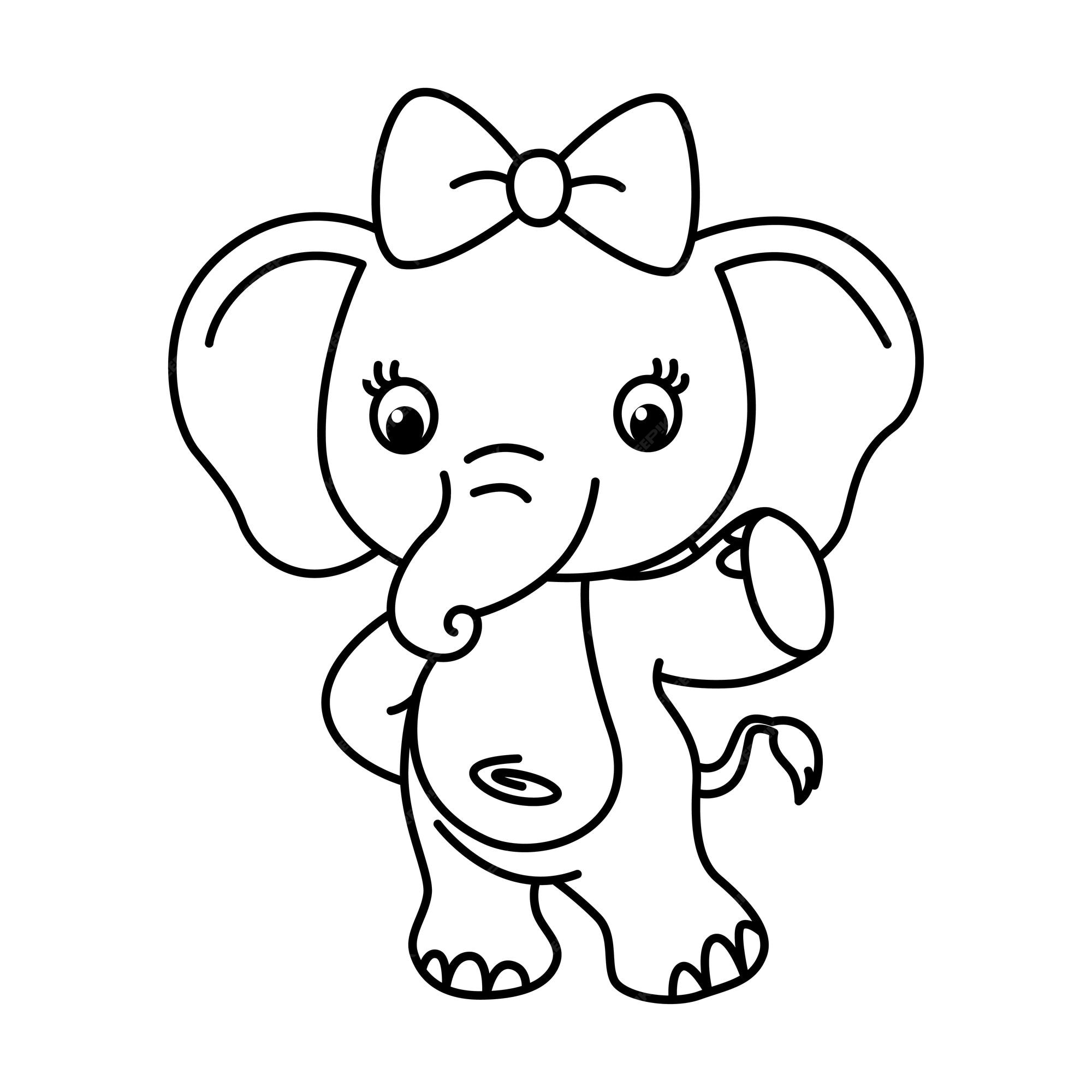 Premium Vector | Cute elephant cartoon characters vector illustration for  kids coloring book