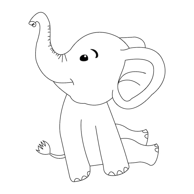 Cute elephant cartoon coloring book for kids isolated vector illustration on white background