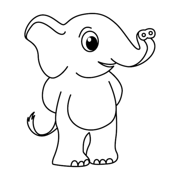 Cute elephant cartoon coloring page illustration vector For kids coloring book