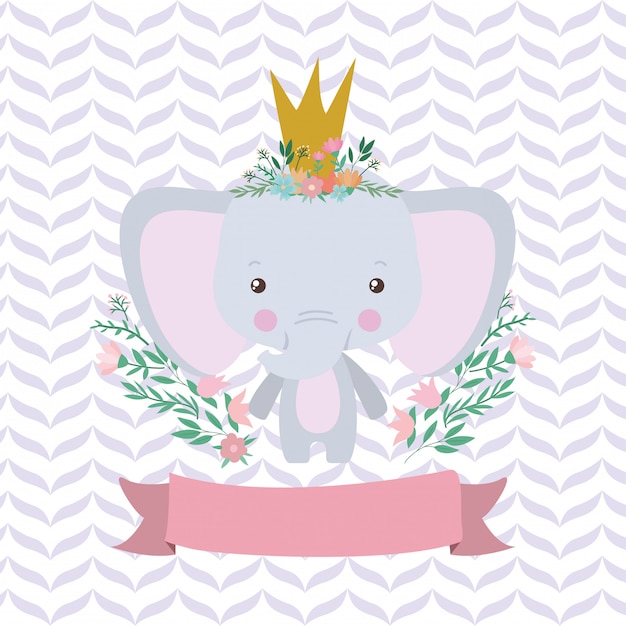 Cute elephant cartoon and ribbon