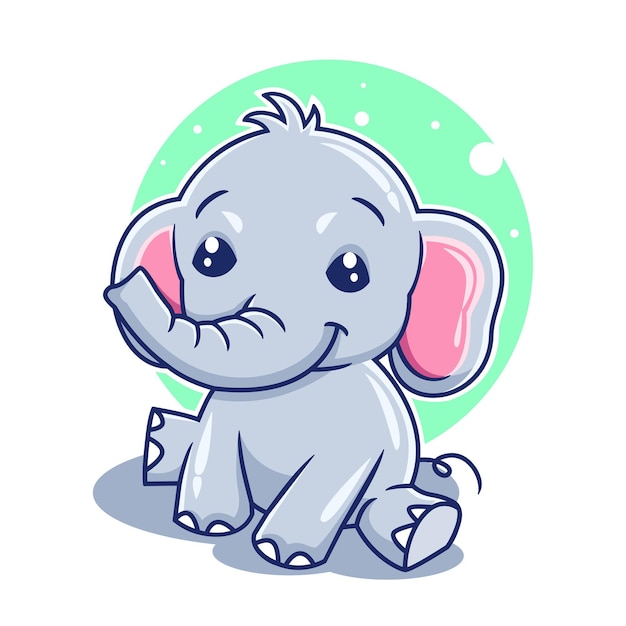 Cute elephant cartoon sitting vector illustration