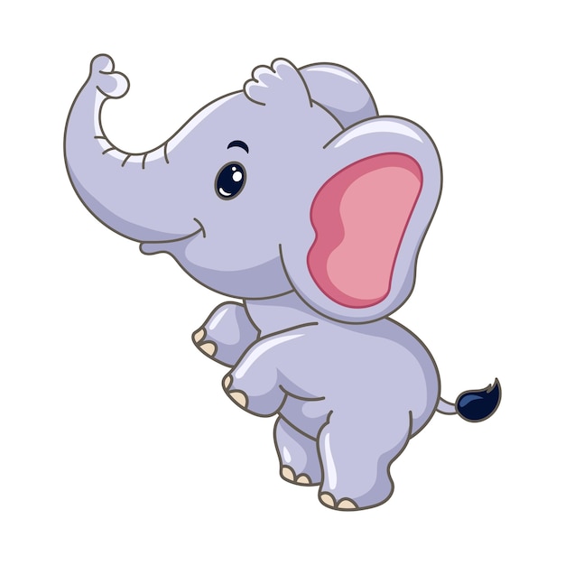 Cute elephant cartoon smiling with white background