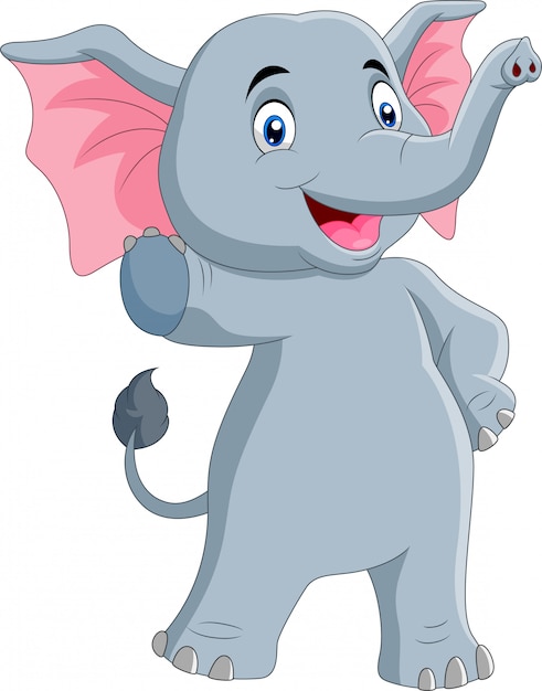 Cute elephant cartoon waving hand