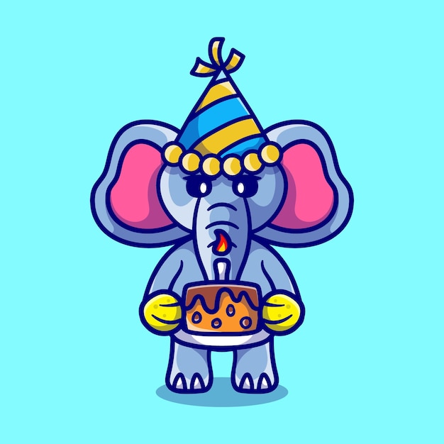 Cute elephant celebrating happy new year or birthday