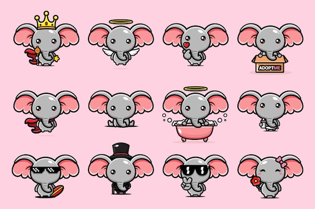 Cute elephant character mascot design