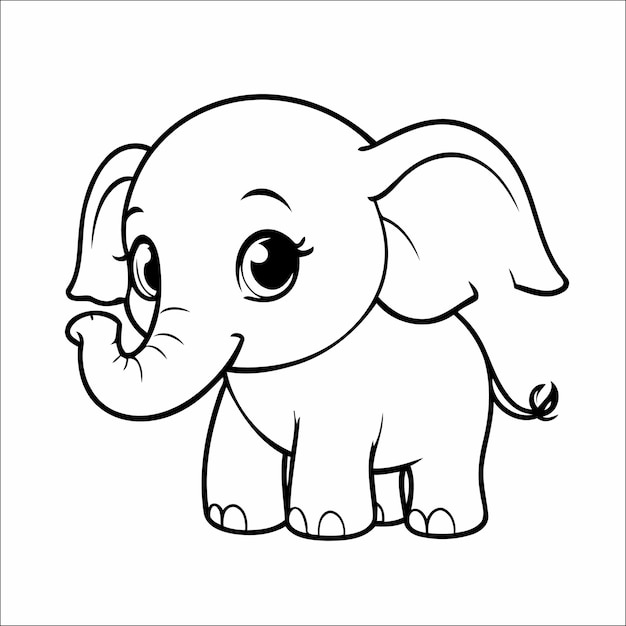 Vettore libro da colorare carino elefante per bambini