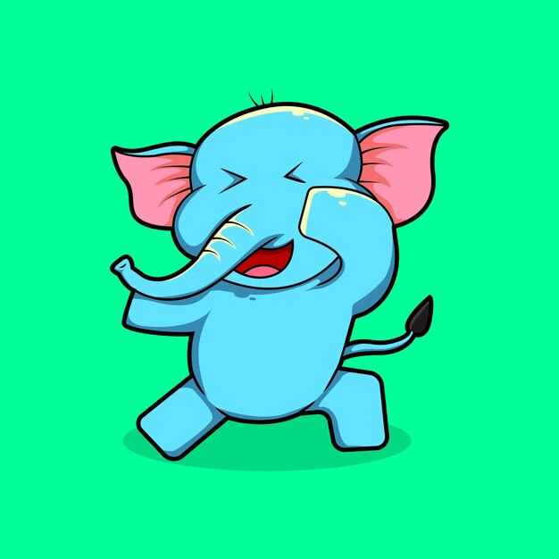 Vector cute elephant dabbing cartoon vector icon illustration. animal nature icon concept isolated premium