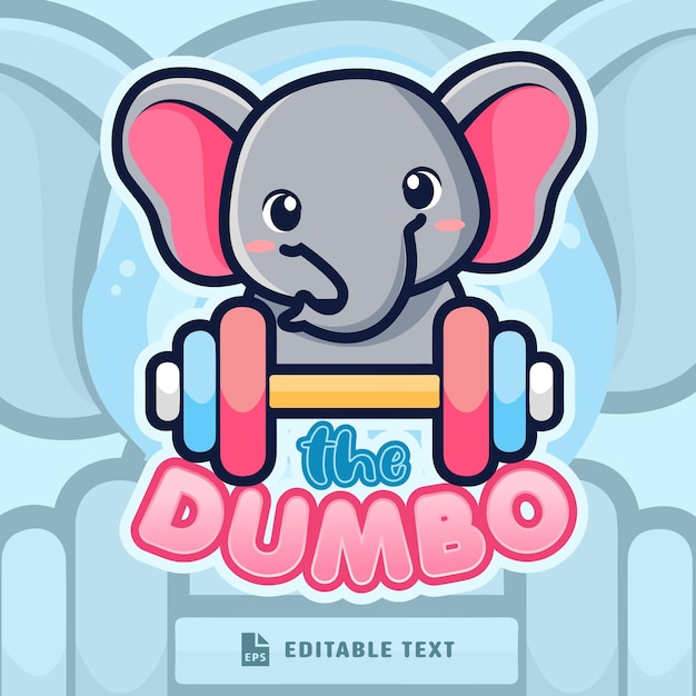 Vector cute elephant dumble logo cartoon