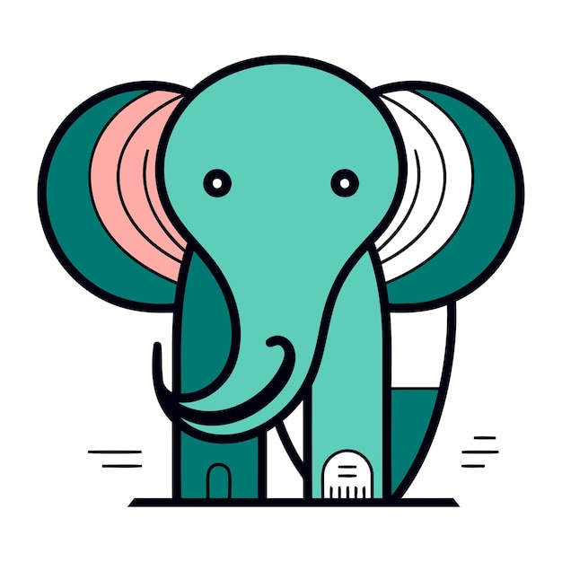 Cute elephant in flat style Vector illustration for your design