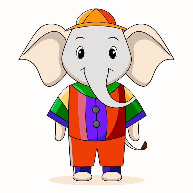 Cute elephant hand drawn flat stylish mascot cartoon character drawing sticker icon concept