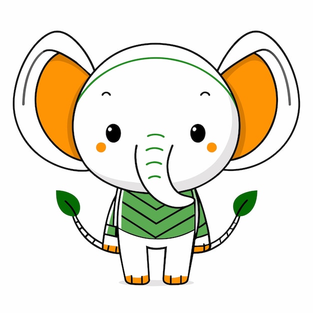 Vector cute elephant hand drawn flat stylish mascot cartoon character drawing sticker icon concept