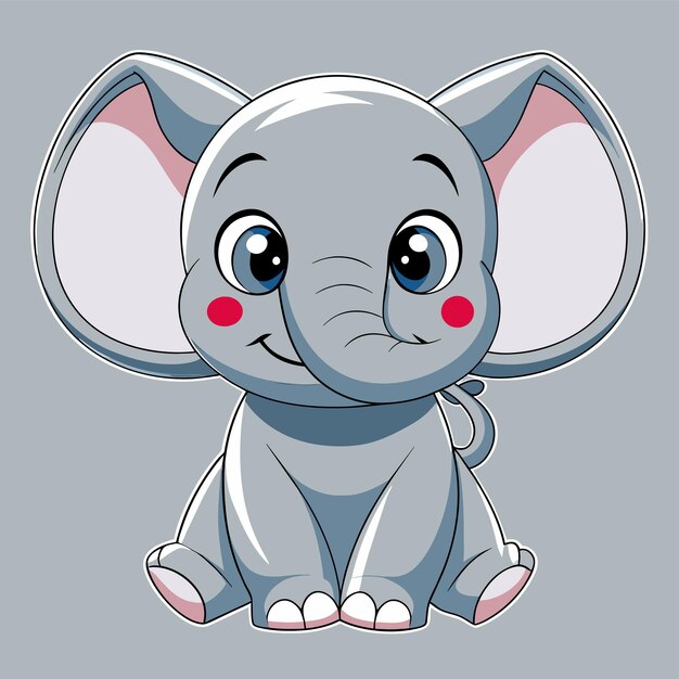 Cute elephant hand drawn flat stylish mascot cartoon character drawing sticker icon concept