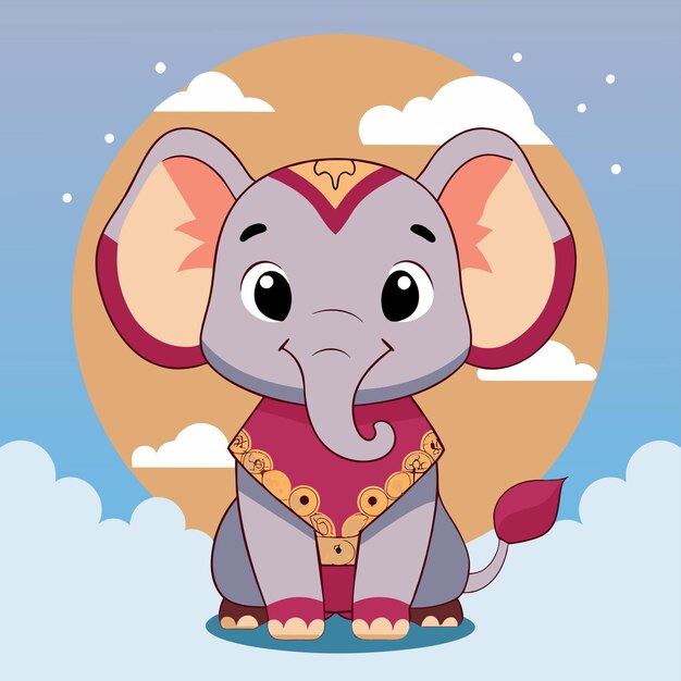 Cute elephant hand drawn flat stylish mascot cartoon character drawing sticker icon concept