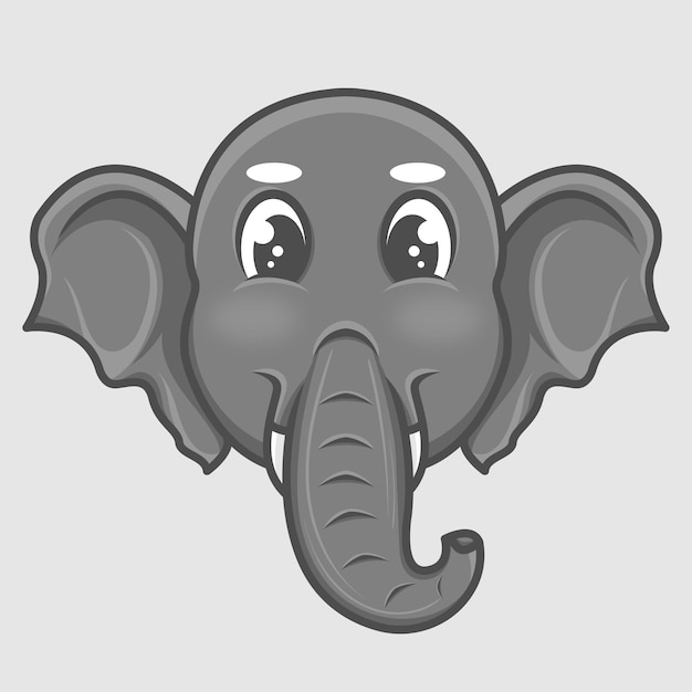 Vector cute elephant head mascot logo icon