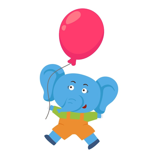 Милый слон держит воздушный шар