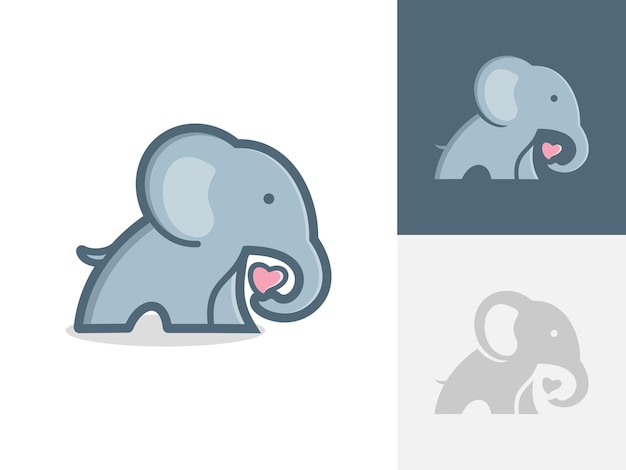 Cute elephant icon vector collection