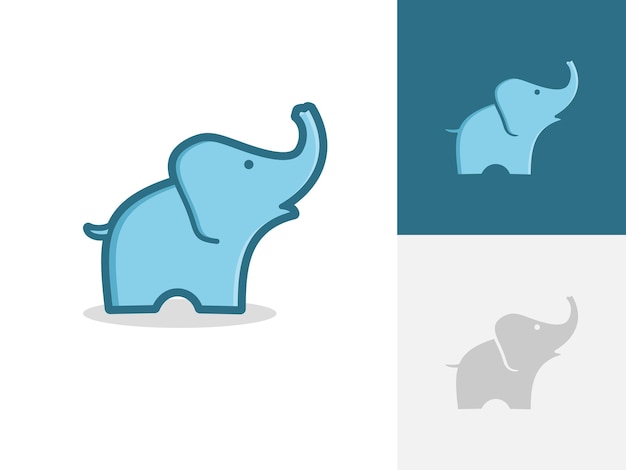 cute elephant icon vector collection