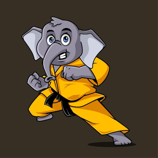 Cute elephant karate mascot vector illustration