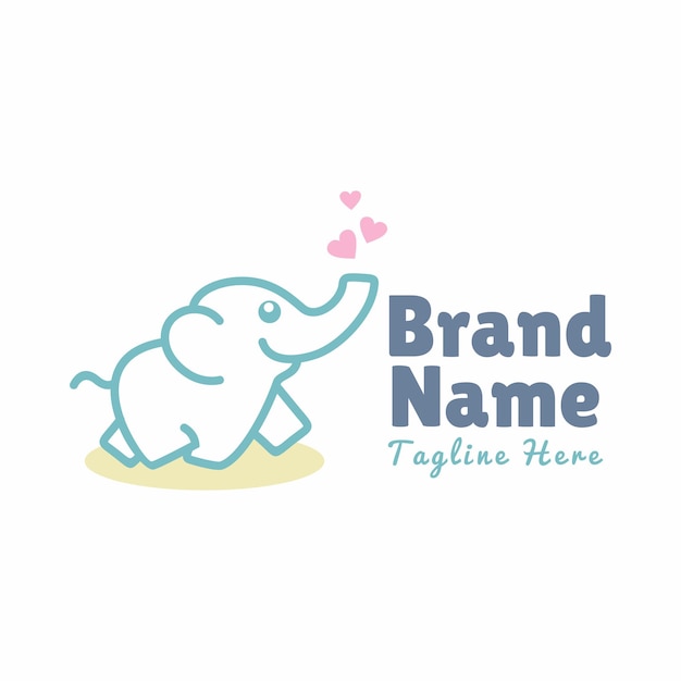 아기와 어린이 가게를 위한 귀여운 코끼리 로고 디자인