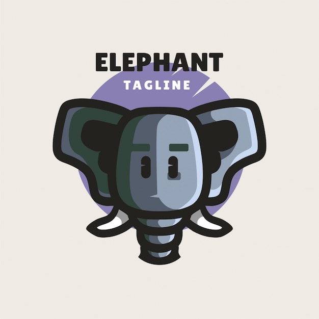 Vector cute elephant minimalist logo