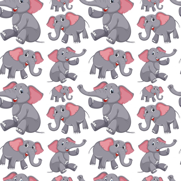 Cute elephant seamless background