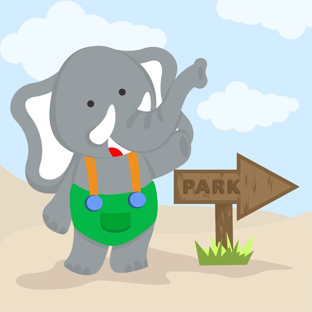 Cute elephant showing direction to the park