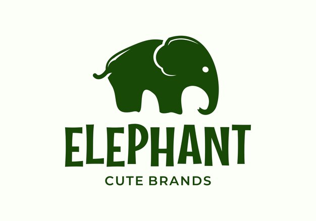 사랑스러운 코끼리 실루 로고 아이콘 터 일러스트레이션 디자인