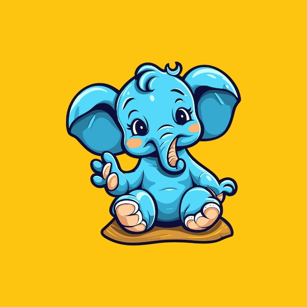 Cute elephant sitting and waving hand cartoon vector