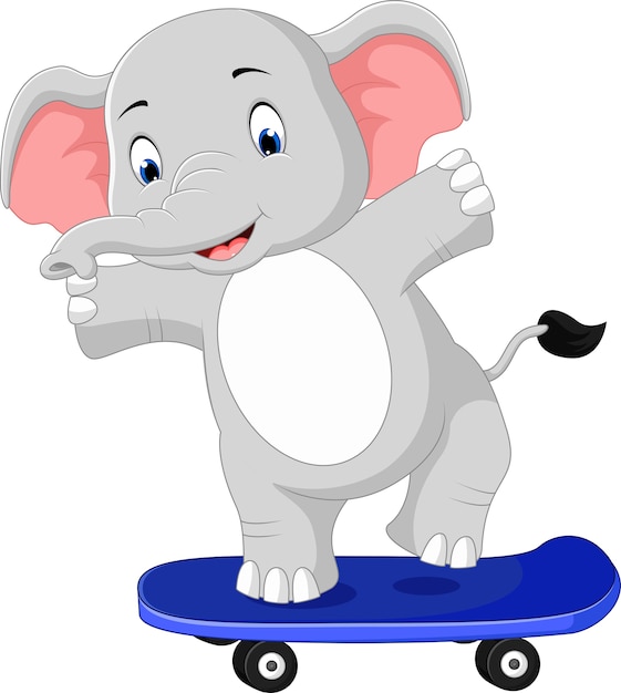 Cartone animato carino skateboard elefante