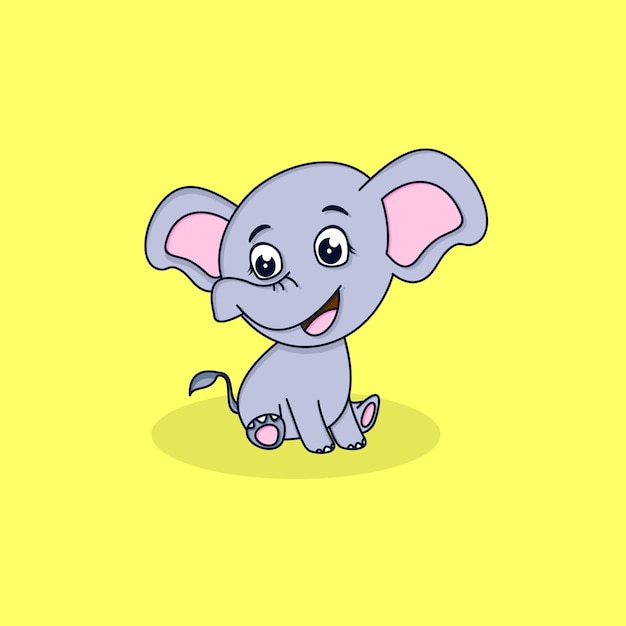 Cute elephant smile and sit down