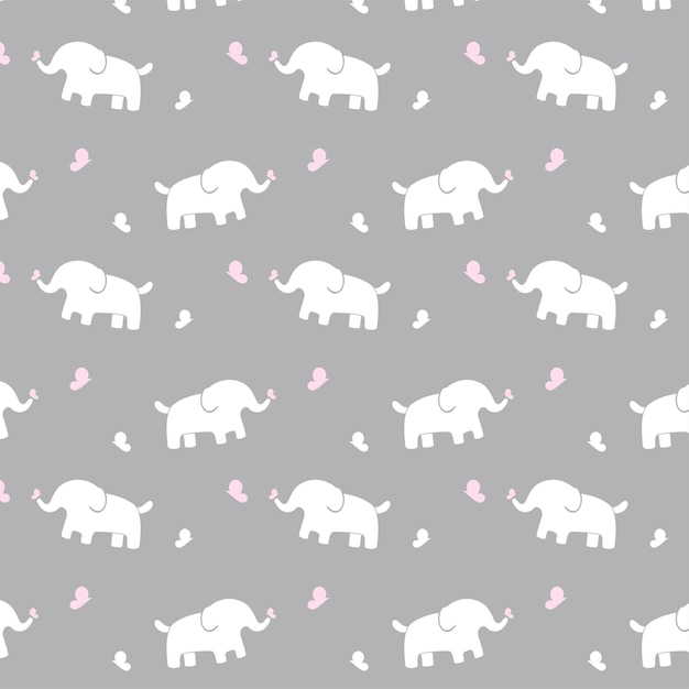 Premium Vector | Cute elephant sweet baby seamless pattern