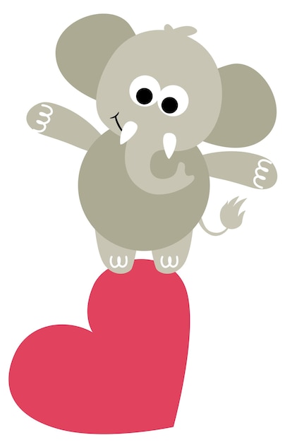 Cute elephant on top of heart