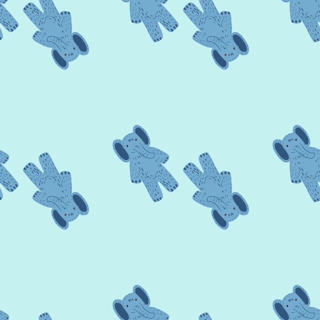 Simpatico elefante giocattolo modello senza cuciture divertenti giocattoli per bambini in stile doodle texture disegnata a mano per carta da parati in tessuto carta da imballaggio del titolo della stampa tessile illustrazione vettoriale
