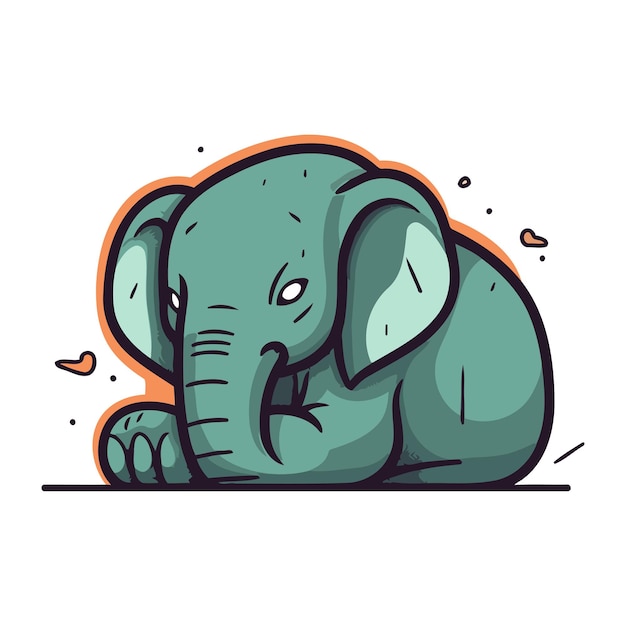 Cute elephant Vector illustration Isolated on white background