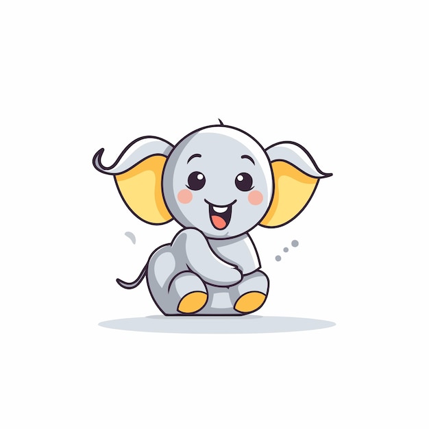 Vector cute elephant on white background vector illustration in cartoon style