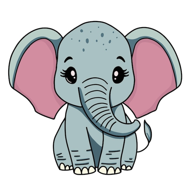 Vector cute elephant wild safari african animals for kids children clipart vector illustration