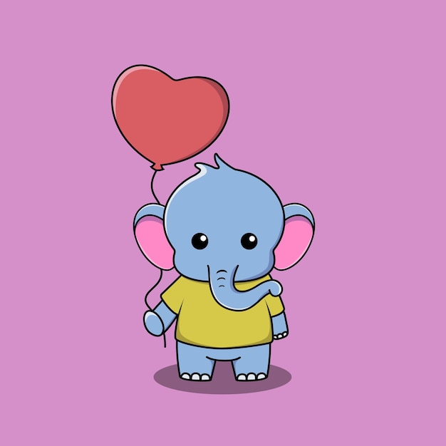 Cute Elephant with Love Ballon