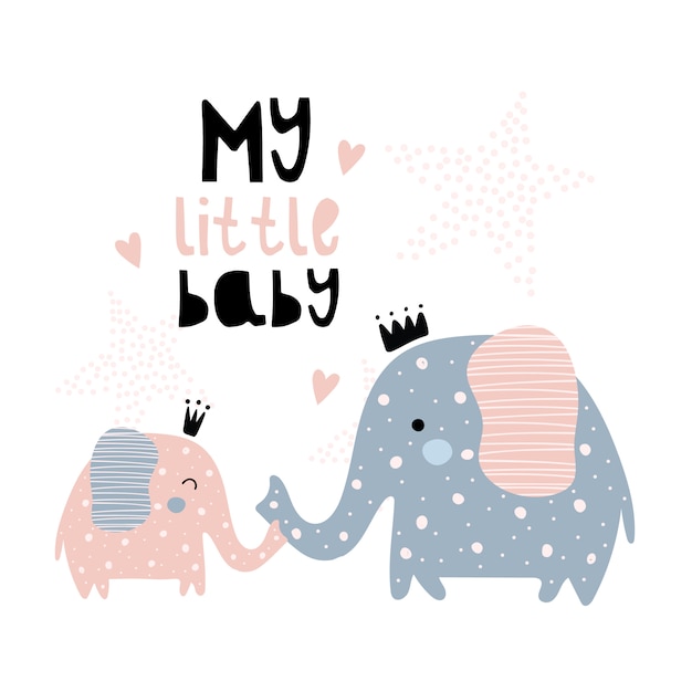 Vector cute elephants