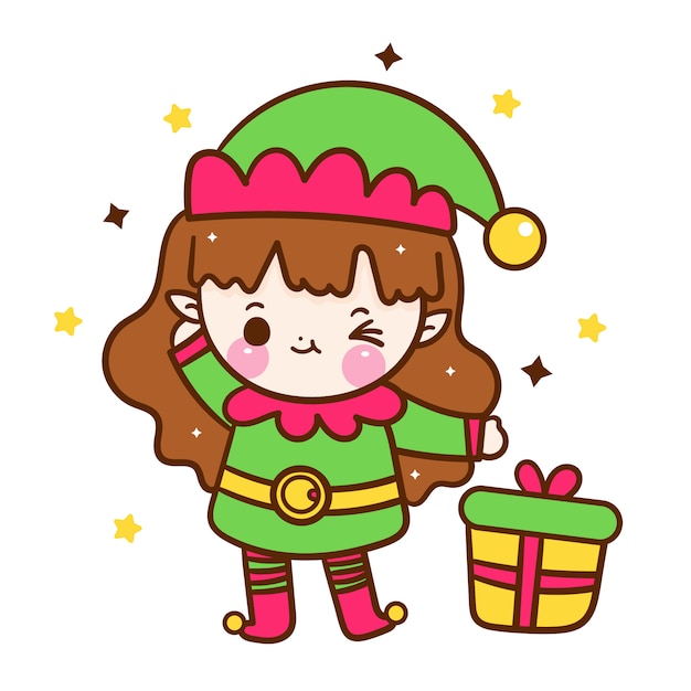 Cute elf girl cartoon