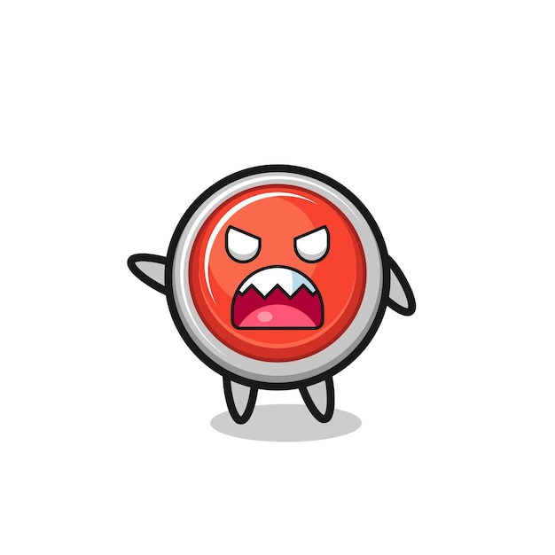 Cute emergency panic button cartoon in a very angry pose