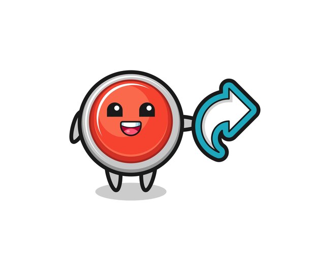 Vector cute emergency panic button hold social media share symbol