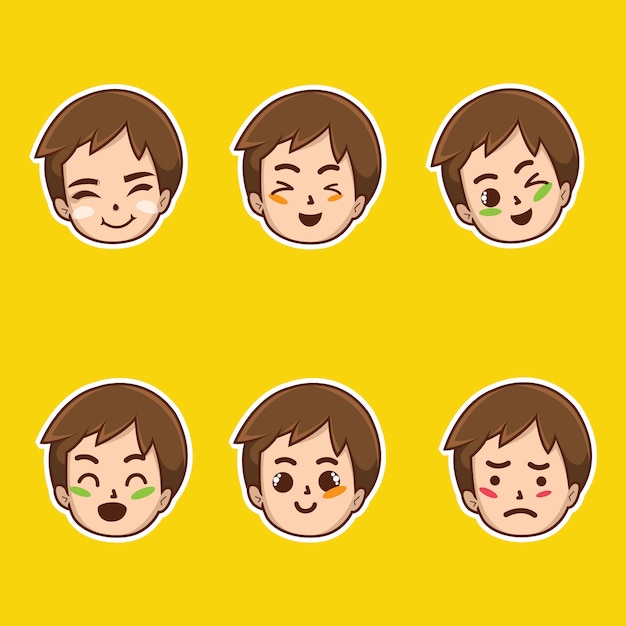 Vector cute emoji boys stickers