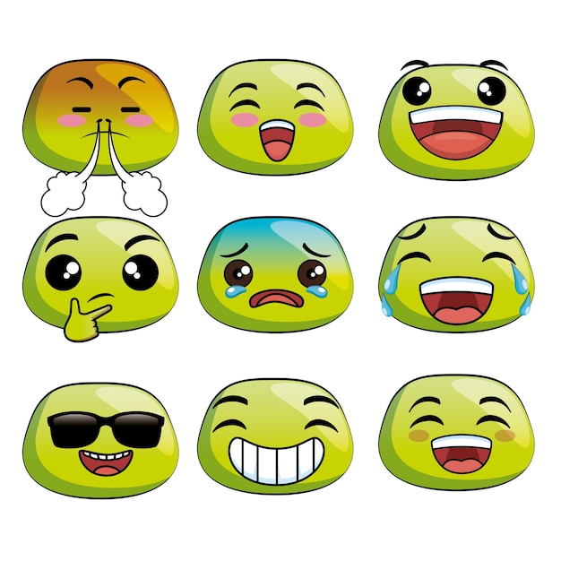 Cute emoji cartoon icons