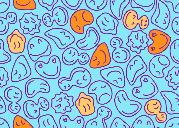 Vector cute emoji designs seamless pattern emoticon background