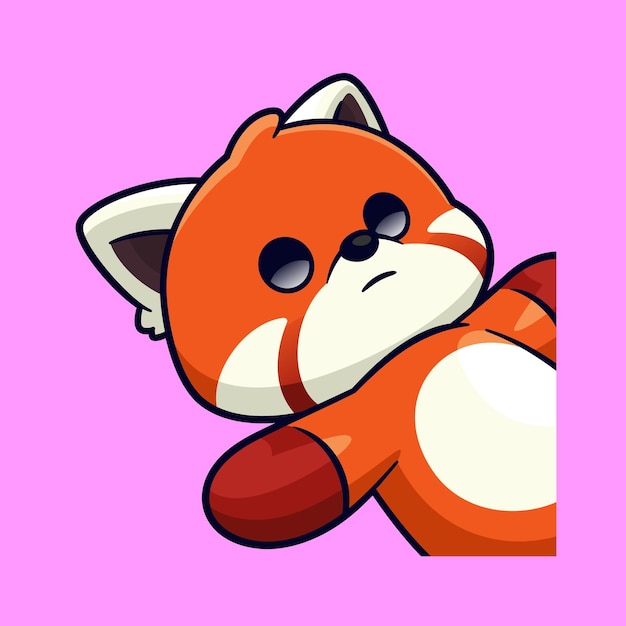 Vector cute emotes red panda lay back hopeless and fallen premium cartoon character