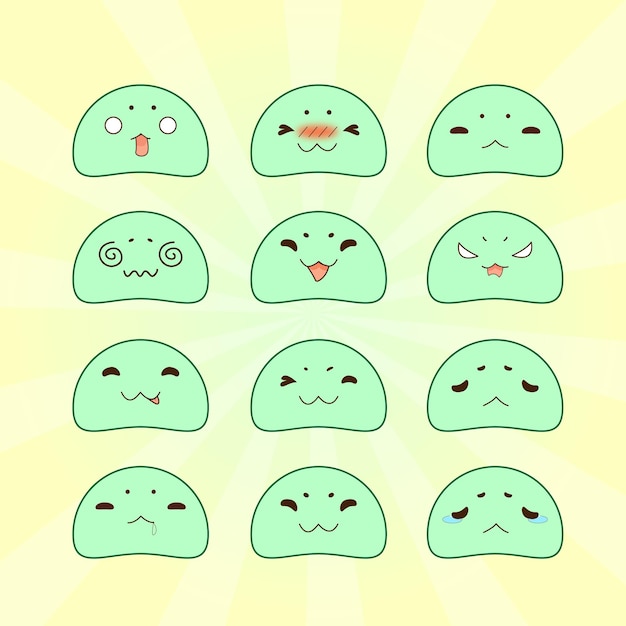 Vector cute emoticon cartoon illustration