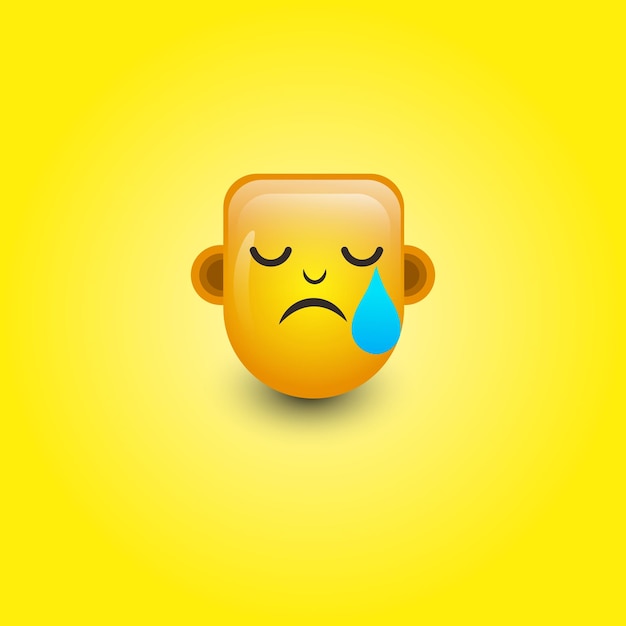 Милый смайлик грустное лицо на желтом фоне